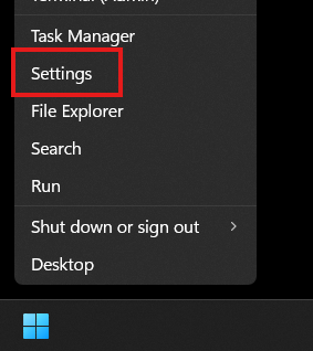 Right-click Start menu