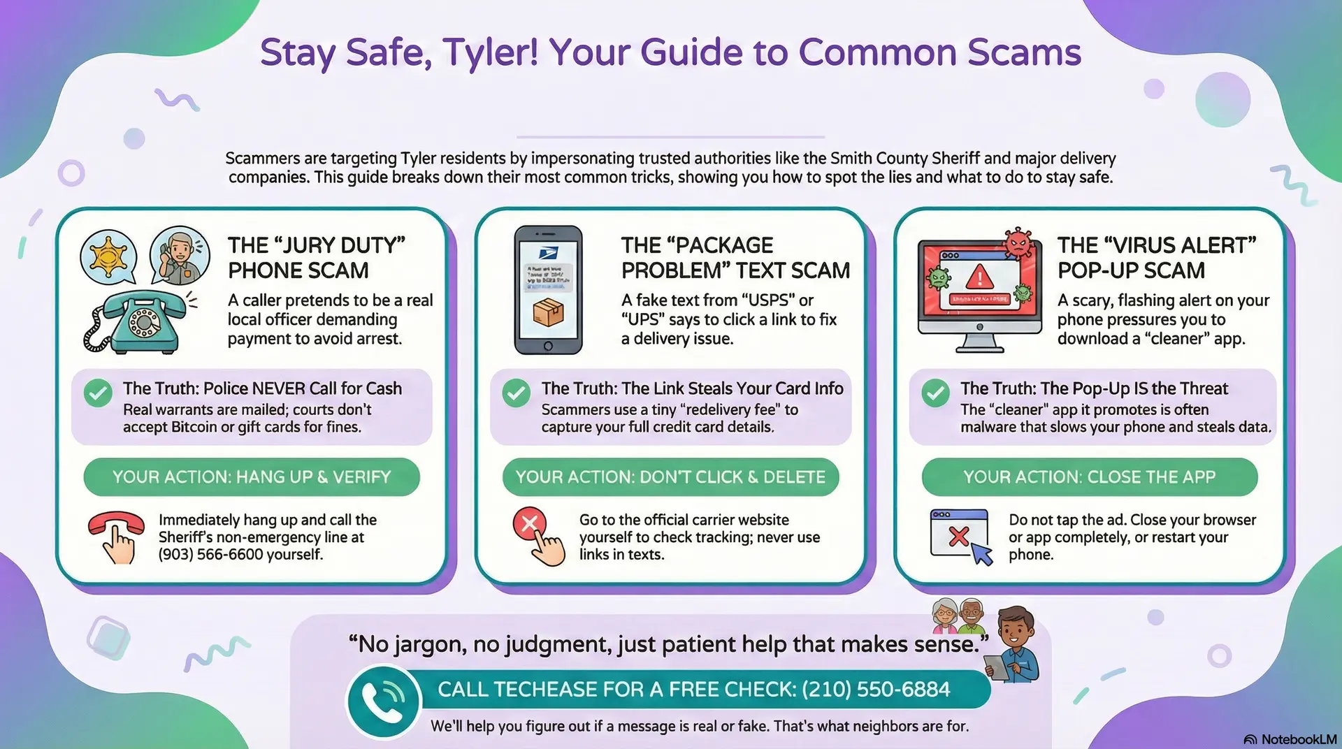Jury duty scam warning infographic