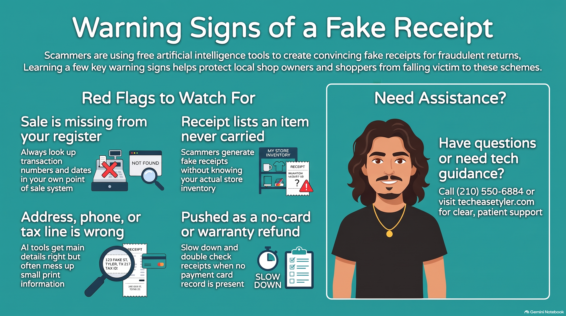 Warning signs of a fake receipt